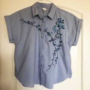 A New Day Blue Striped Button Down Top